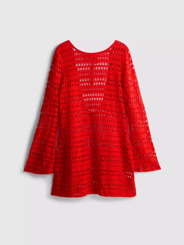 Crochet beach mini dress