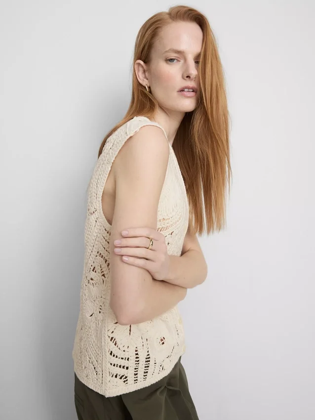 Crochet cap-sleeve vest
