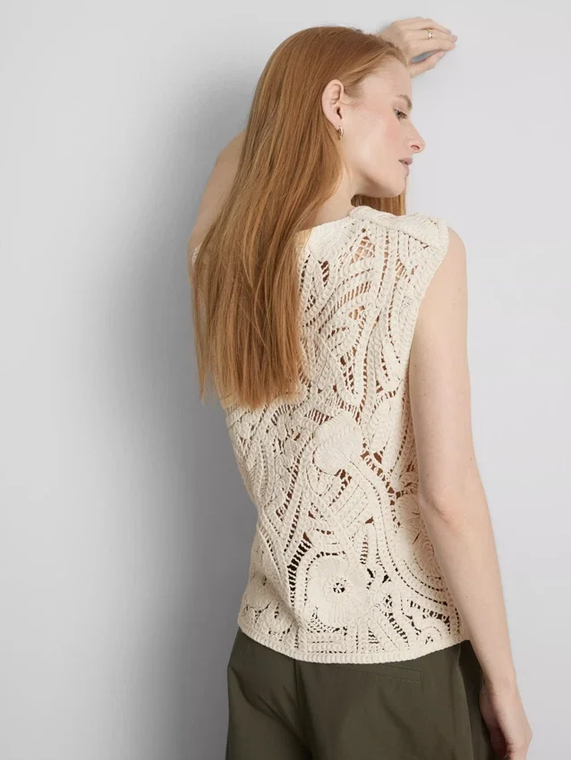Crochet cap-sleeve vest