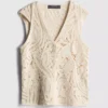 Crochet cap-sleeve vest