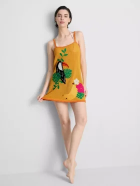 Crochet embroidered beach mini dress