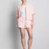 Cropped boxy short-sleeve oxford shirt
