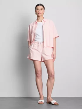 Cropped boxy short-sleeve oxford shirt