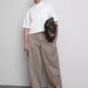 Cropped boxy short-sleeve oxford shirt