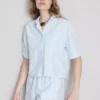 Cropped boxy short-sleeve oxford shirt