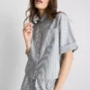 Cropped boxy short-sleeve oxford shirt