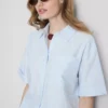 Cropped boxy short-sleeve oxford shirt