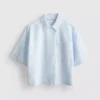 Cropped boxy short-sleeve oxford shirt
