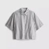 Cropped boxy short-sleeve oxford shirt