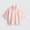 Cropped boxy short-sleeve oxford shirt