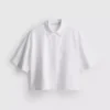 Cropped boxy short-sleeve oxford shirt