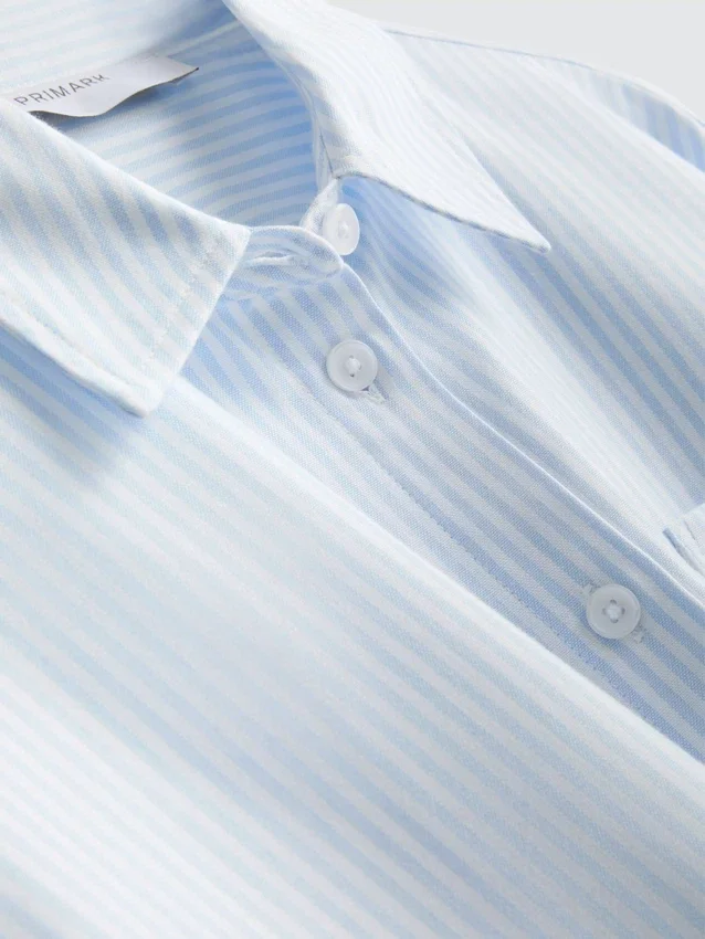 Cropped boxy short-sleeve oxford shirt