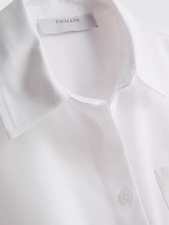 Cropped boxy short-sleeve oxford shirt