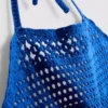 Cropped crochet halter-neck top