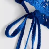Cropped crochet halter-neck top