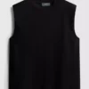 Cropped sleeveless shoulder pad tee