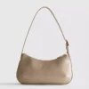 Curved faux leather shoulder bag