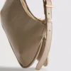 Curved faux leather shoulder bag