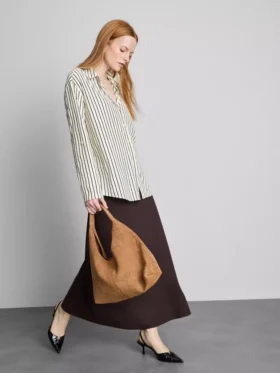 Curved-hem relaxed button-down shirt
