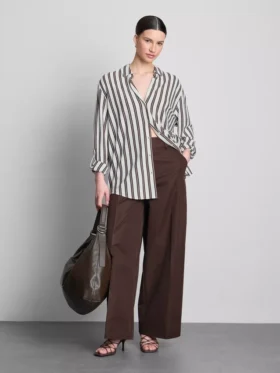 Curved-hem relaxed button-down shirt