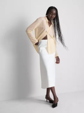Curved-hem relaxed button-down shirt