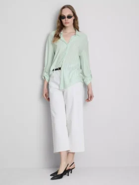 Curved-hem relaxed button-down shirt