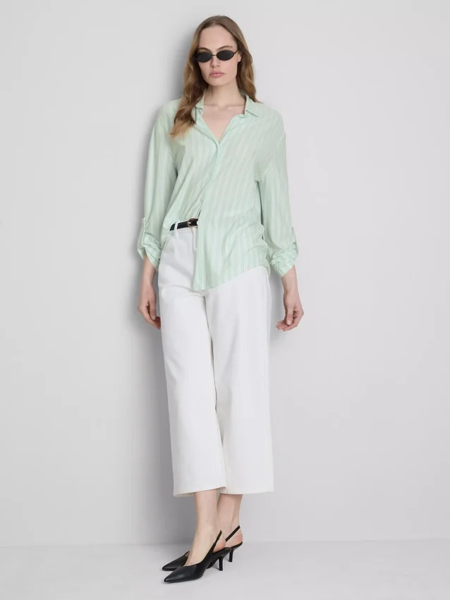 Curved-hem relaxed button-down shirt