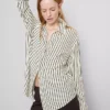 Curved-hem relaxed button-down shirt