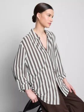 Curved-hem relaxed button-down shirt