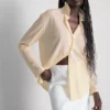 Curved-hem relaxed button-down shirt