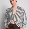 Curved-hem relaxed button-down shirt