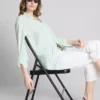 Curved-hem relaxed button-down shirt