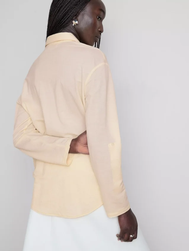 Curved-hem relaxed button-down shirt