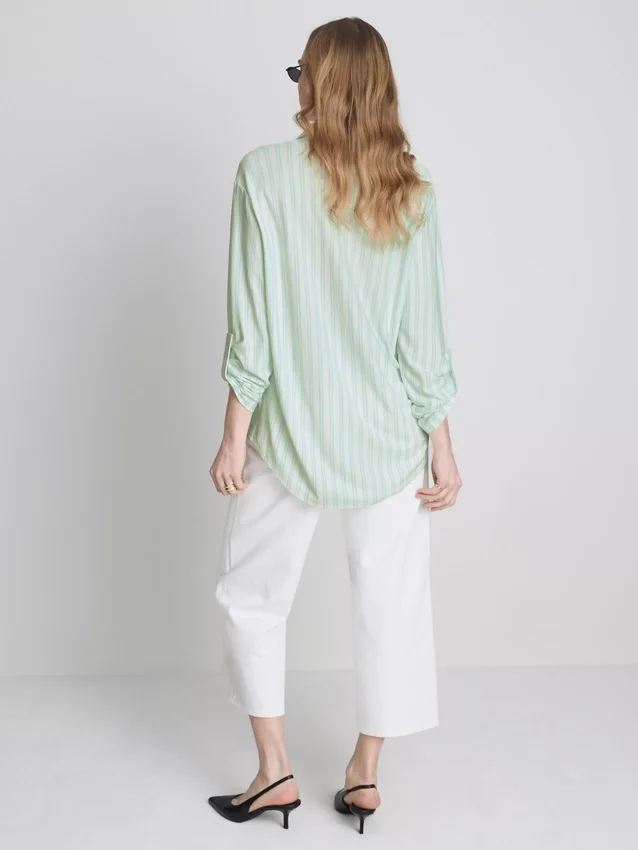 Curved-hem relaxed button-down shirt