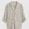 Curved-hem relaxed button-down shirt