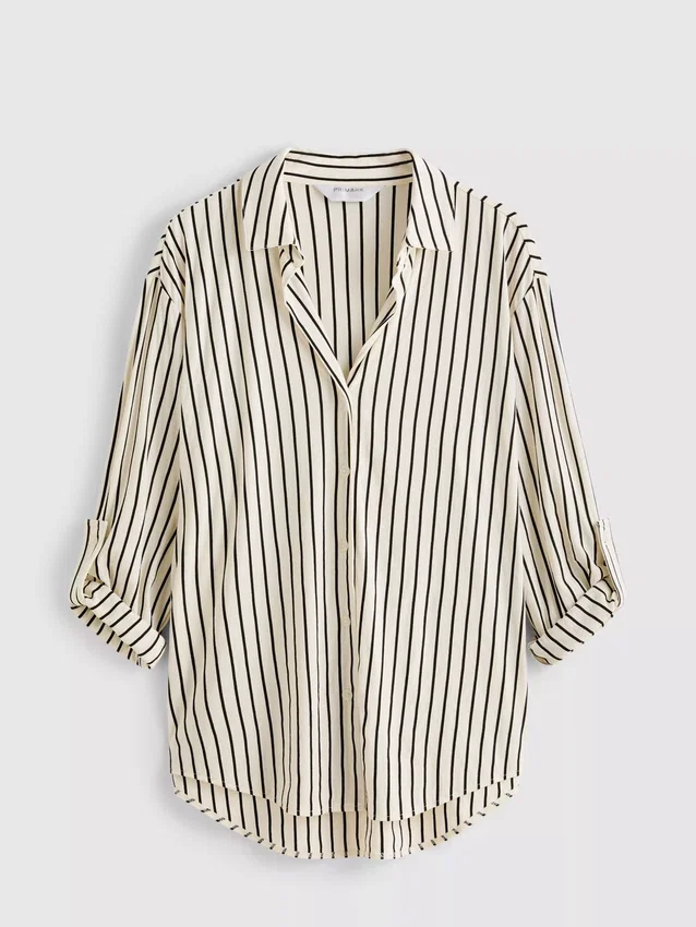 Curved-hem relaxed button-down shirt