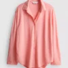 Curved-hem relaxed button-down shirt