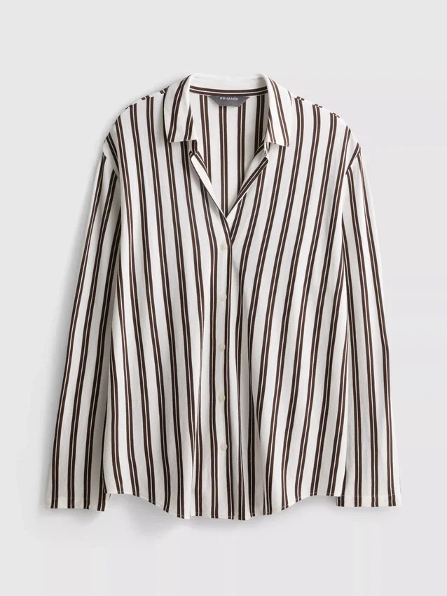 Curved-hem relaxed button-down shirt