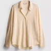 Curved-hem relaxed button-down shirt