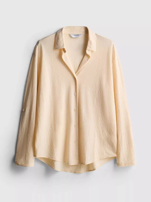 Curved-hem relaxed button-down shirt