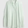 Curved-hem relaxed button-down shirt