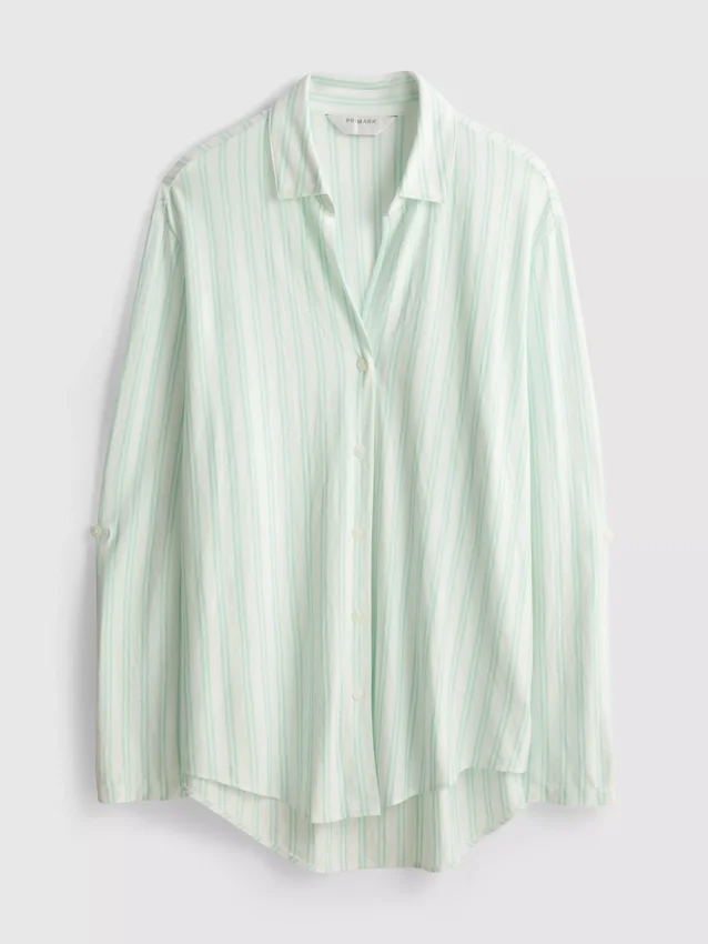 Curved-hem relaxed button-down shirt