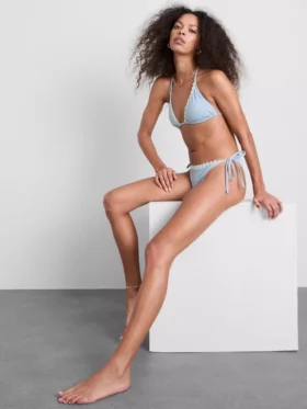 Daisy trim gingham bikini bottoms