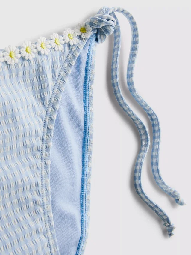 Daisy trim gingham bikini bottoms