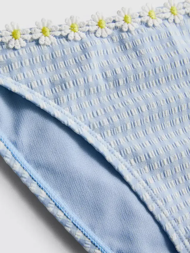 Daisy trim gingham bikini bottoms