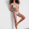 Daisy trim gingham triangle bikini top