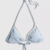 Daisy trim gingham triangle bikini top