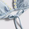 Daisy trim gingham triangle bikini top