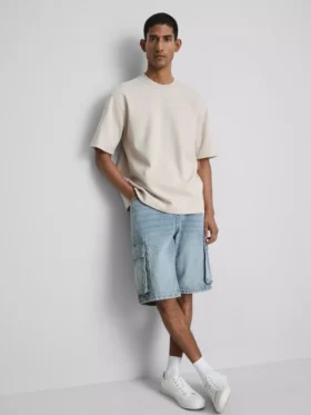 Denim cargo shorts