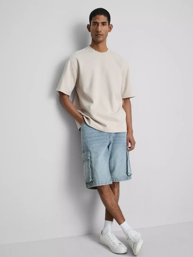 Denim cargo shorts